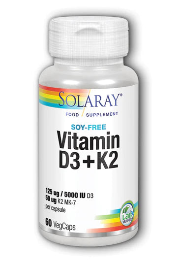 Solaray Vitamin D3 + K2 60 veg capsules